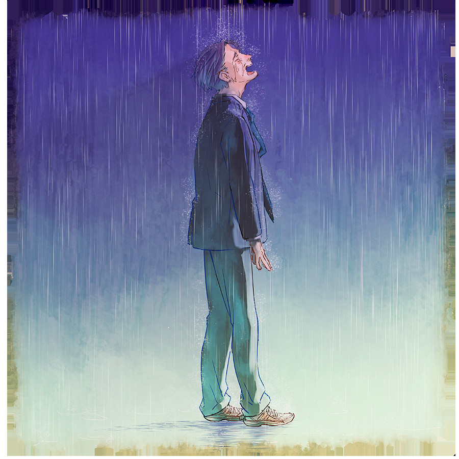 泣いているおじさんの周囲でオロオロできるだけのせかい